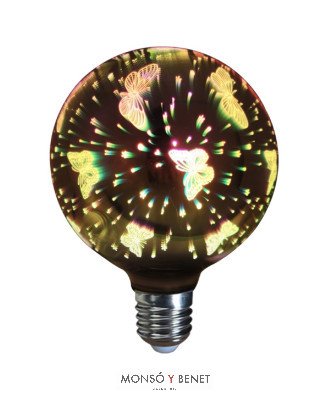 BOMBILLA LED GLOBO 125mm.3D MARIPOSAS 04G1NM E27