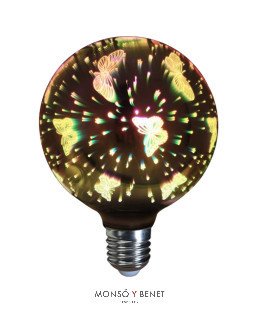 BOMBILLA LED GLOBO 125mm.3D MARIPOSAS 04G1NM E27