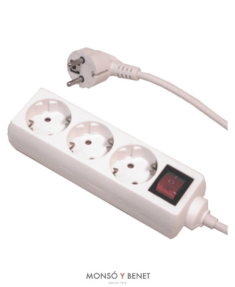 BASE 3 TOMAS CON INTERRUPTOR No. 707 BLANCO