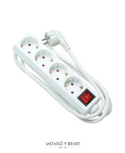 BASE 4 TOMAS CON INTERRUPTOR No. 708 BLANCO