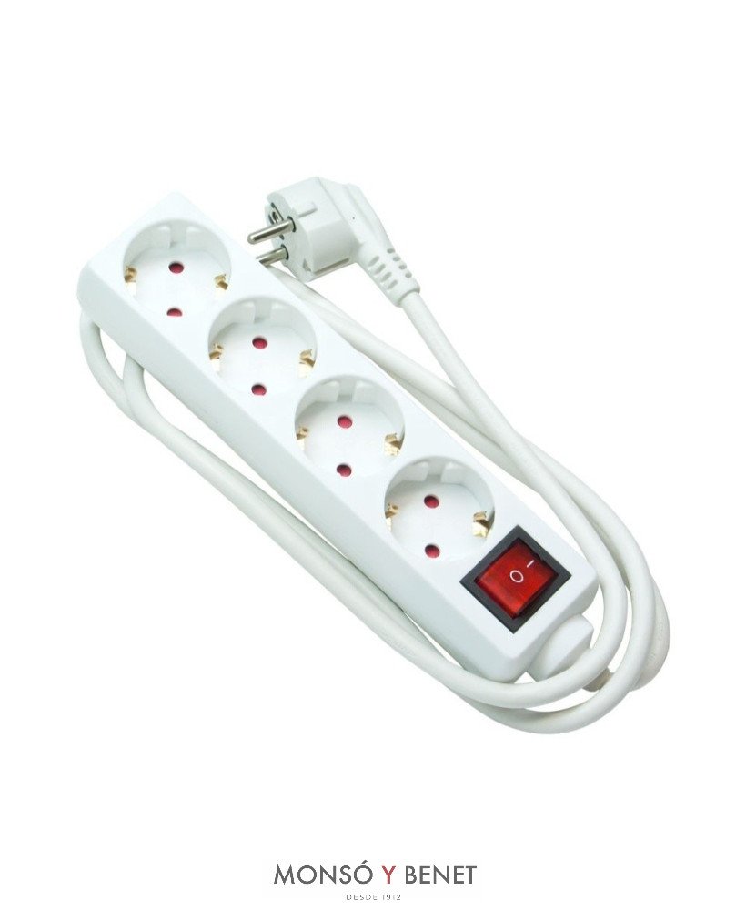 BASE 4 TOMAS CON INTERRUPTOR No. 708 BLANCO