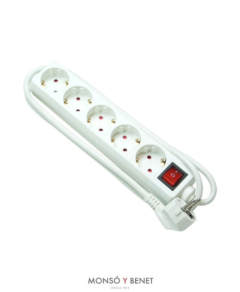 BASE 5 TOMAS CON INTERRUPTOR No. 709 BLANCO