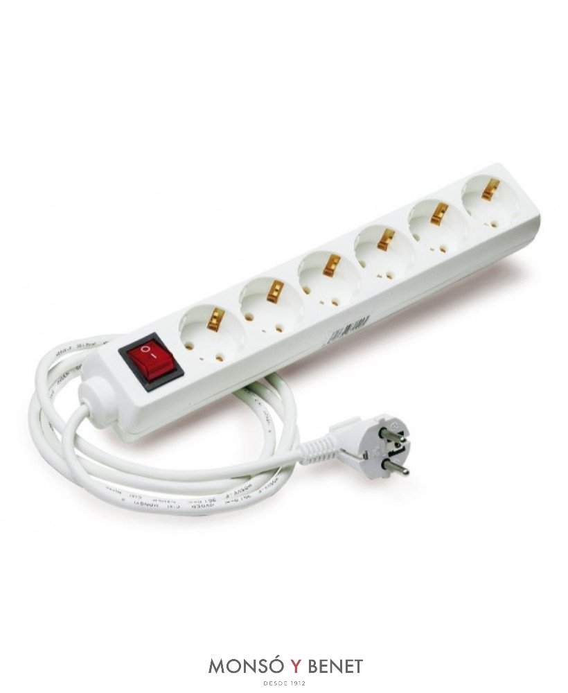 BASE 6 TOMAS CON INTERRUPTOR No. 710 BLANCO