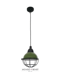 COLGANTE PANTALLA METAL CON REJA CLAIRE VERDE
