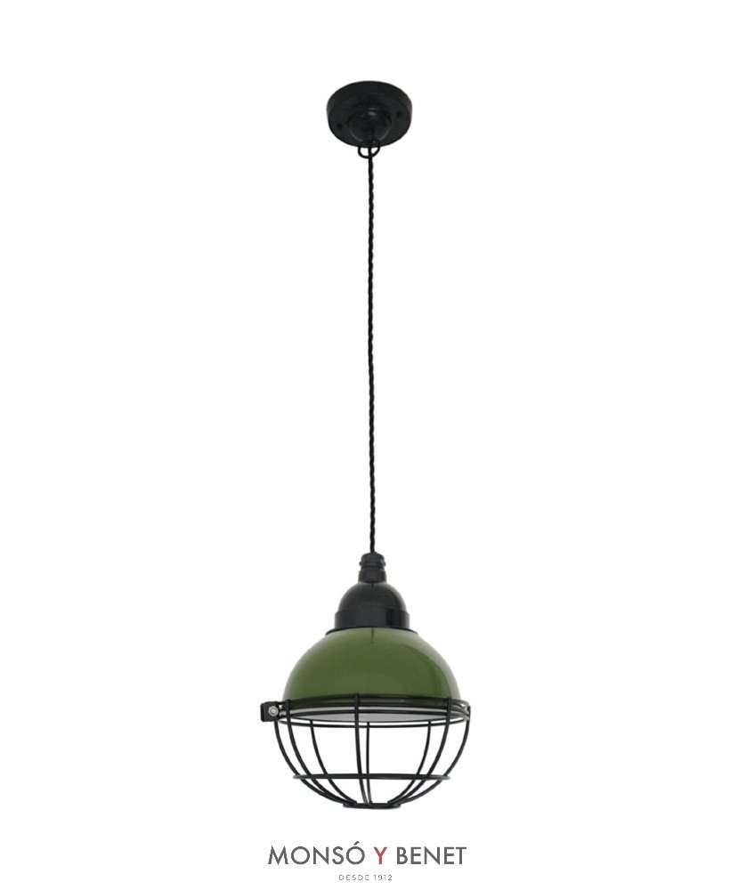 COLGANTE PANTALLA METAL CON REJA CLAIRE VERDE