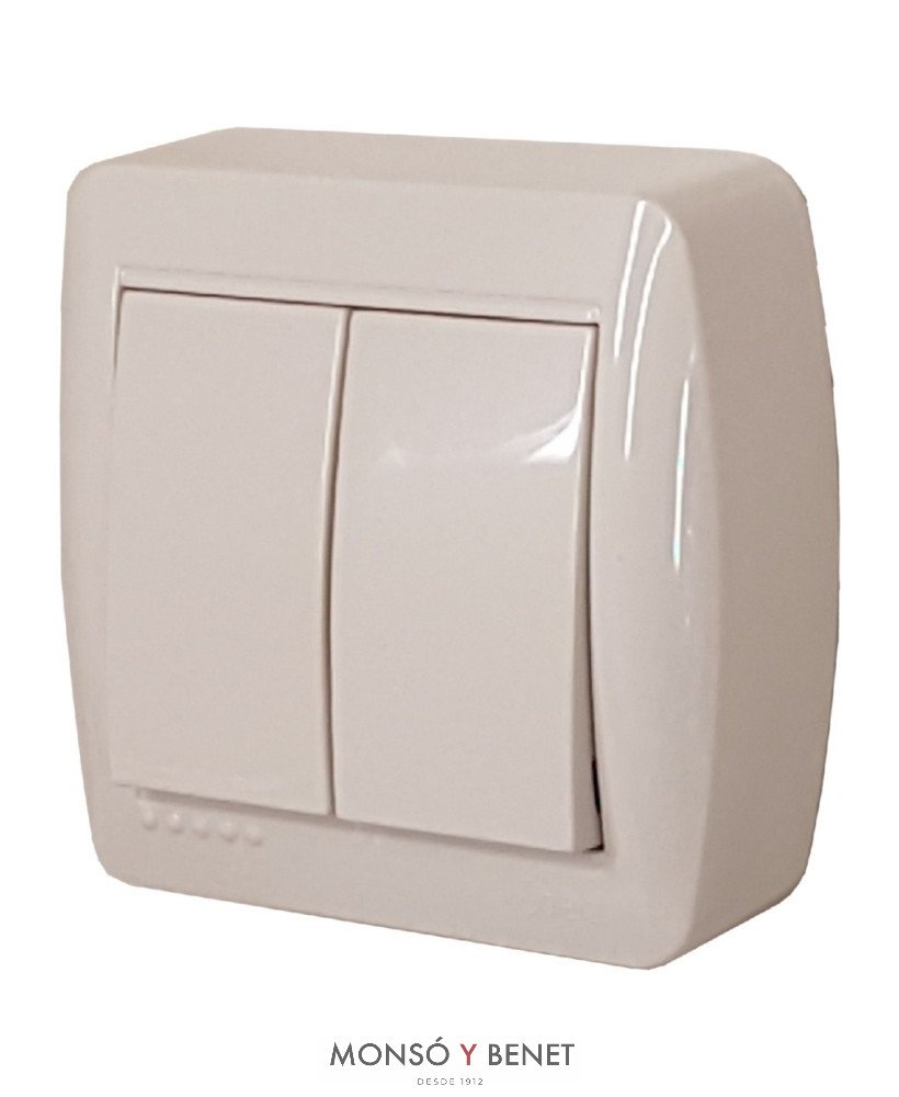 DOBLE CONMUTADOR SUPERFICIE SERIE MURAL MUR-12-U BLANCO