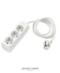 BASE 3T+CABLE+TOMA TIERRA No. 763-3M.BLANCO