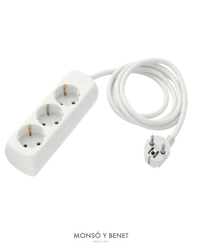 BASE 3T+CABLE+TOMA TIERRA No. 763-3M.BLANCO