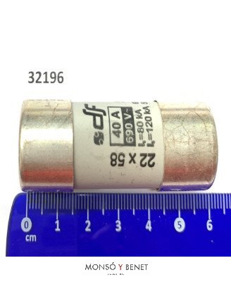 FUSIBLE CERAMICO 22 X 58 mm. 40A. No. 32196
