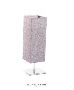 LAMPARA SOBREMESA ILUMINACION LED SALON BASE INOX PANTALLA GRIS LA-296 L