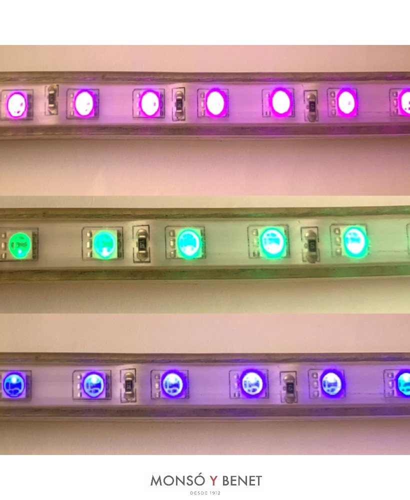TIRA 60 LEDS-1M. MA-230 R IP65 VOLTAJE 230V RGB