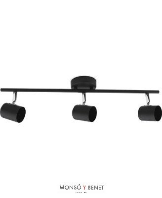 REGLETA 3 FOCOS ORIENTABLES 3xGU10 MIGA-3 NEGRO