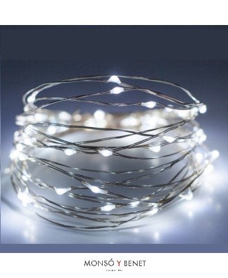 GUIRNALDA 100 LEDS BLANCO FRIO 10 METROS A PILAS