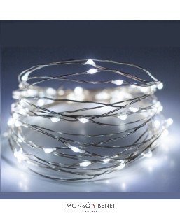 GUIRNALDA 100 LEDS BLANCO FRIO 10 METROS A PILAS