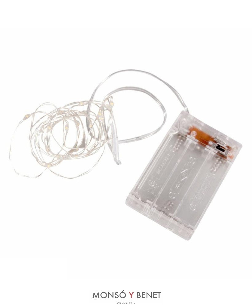 GUIRNALDA 100 LEDS BLANCO CALIDO 10 METROS A PILAS