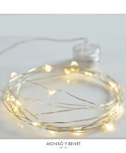 GUIRNALDA 100 LEDS BLANCO CALIDO 10 METROS A PILAS
