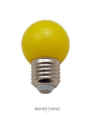 BOMBILLA PLASTICO LED ESFERICA AMARILLA 01ELNA E27