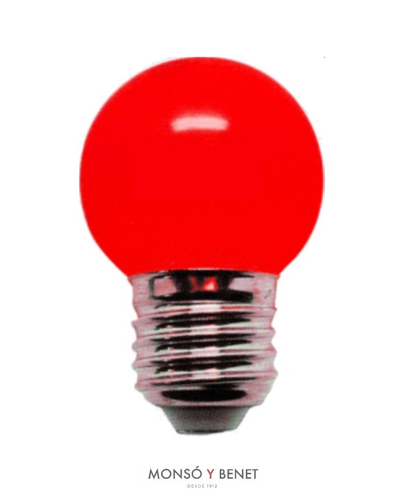 BOMBILLA PLASTICO LED ESFERICA ROJA 01ELNR E27