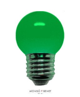 BOMBILLA PLASTICO LED ESFERICA VERDE 01ELNV E27