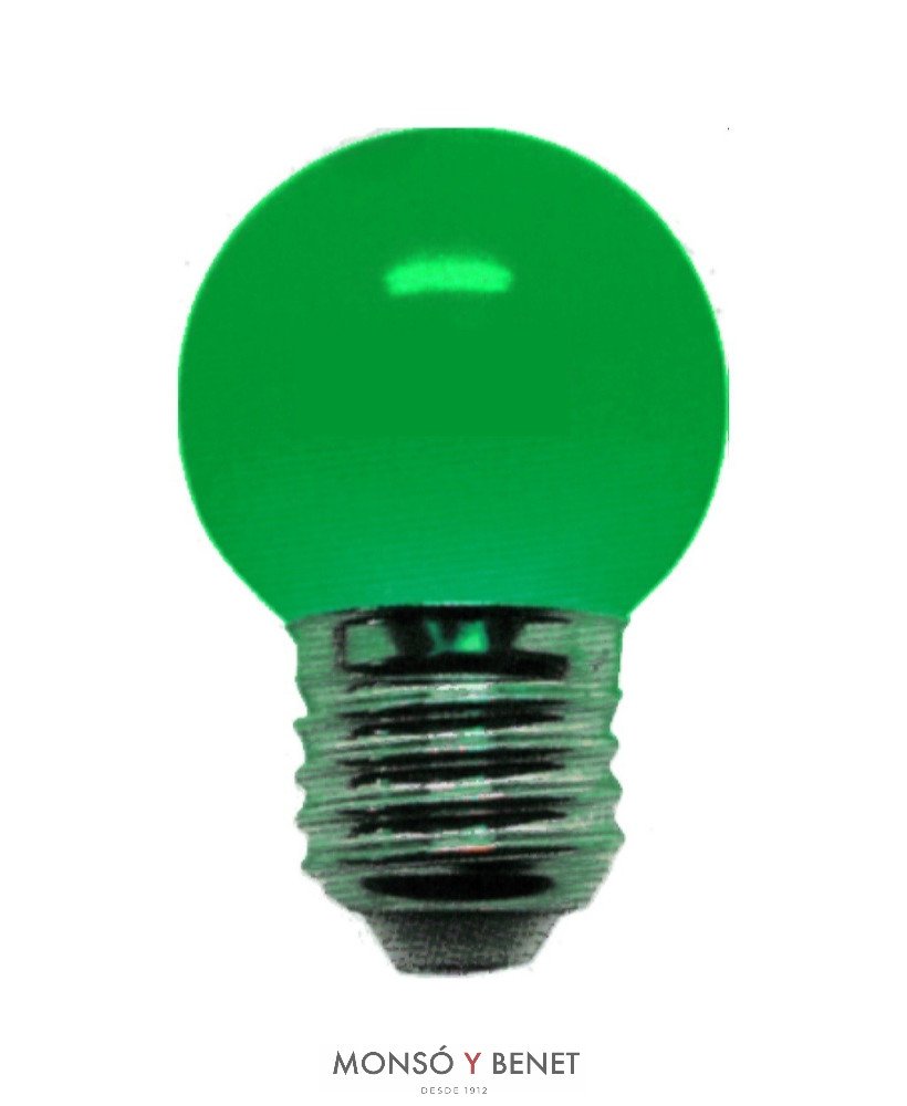 BOMBILLA PLASTICO LED ESFERICA VERDE 01ELNV E27