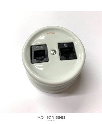 TOMA TELEFONO+RJ45 CAT6 SUPERFICIE PORCELANA FONTINI 413
