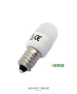 BOMBILLA LED TUBULAR VERDE 220V E14