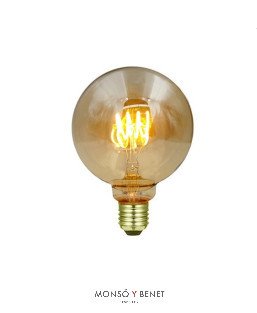 BOMBILLA LED GLOBO AMBAR 95mm.FILAMENTO HELICO HORIZONTAL 0