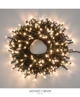GUIRNALDA 100 LED CALIDO CABLE VERDE ENLAZABLE D10151