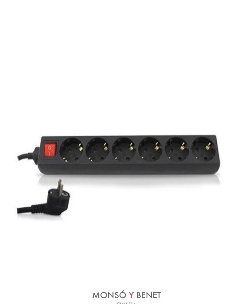 BASE 6 TOMAS CON INTERRUPTOR No. 710 NEGRA