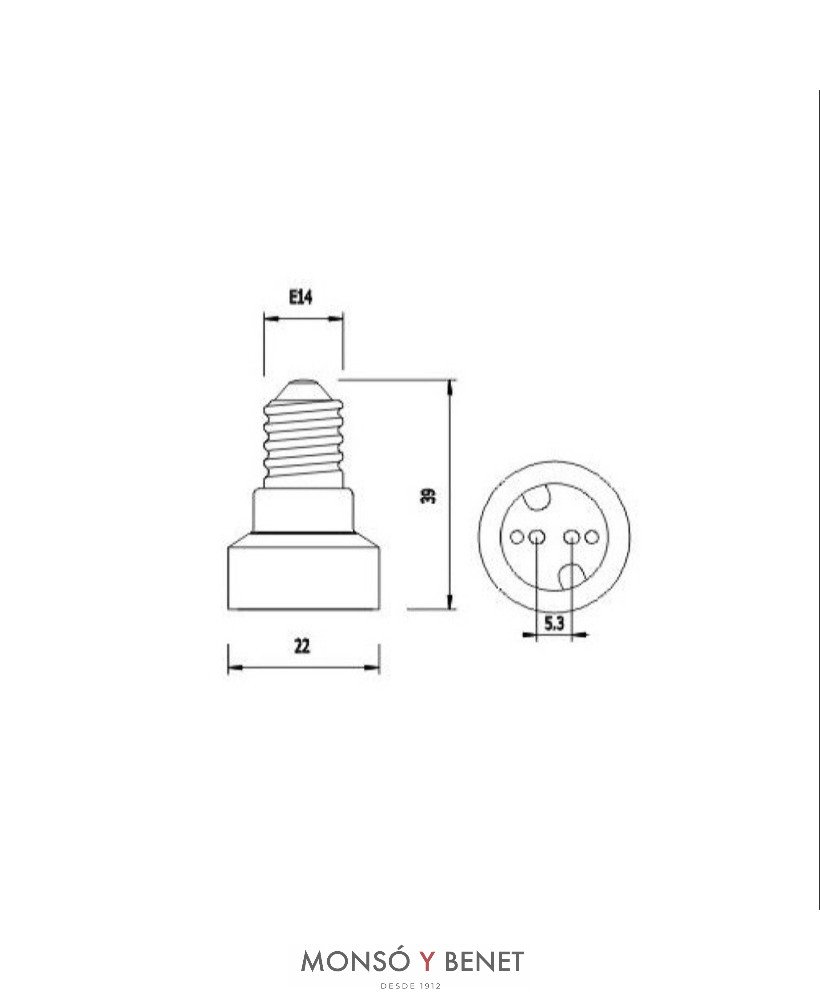 ADAPTADOR E14 A G6.35 No. 1174