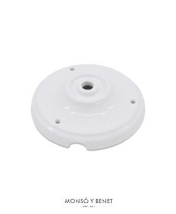 BASE PORCELANA SOPORTE para lámpara TECHO 103MM. 1 SALIDA B-121 BLANCO