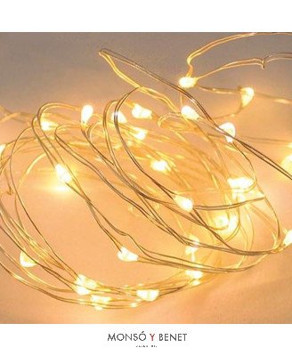 GUIRNALDA 50 LEDS BLANCO CALIDO A PILAS