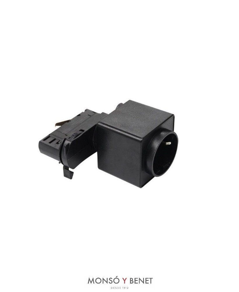 BASE DE ENCHUFE 2P+T PARA CARRIL. REF. 97031 NEGRA
