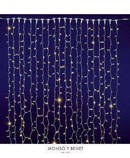 CORTINA 300 LEDS BLANCO CALIDO CABLE BLANCO IP65 D30112