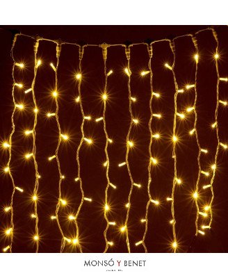 CORTINA 100 LEDS ULTRACALIDOS CABLE ORO ENLAZABLE D10661