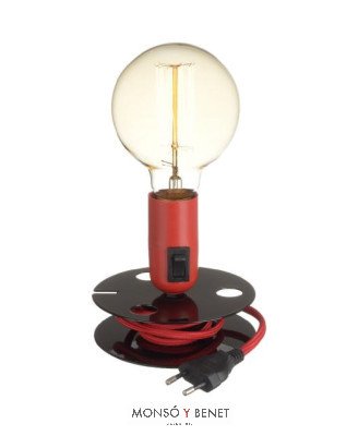 LAMPARA SOBREMESA BOBINA LB-7002 ROJA