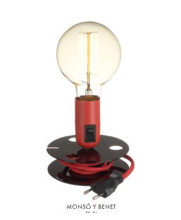 LAMPARA SOBREMESA BOBINA LB-7002 ROJA