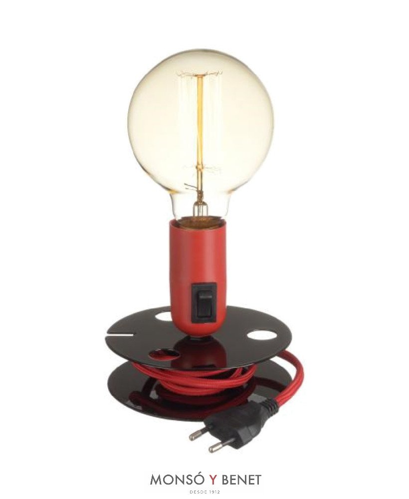 LAMPARA SOBREMESA BOBINA LB-7002 ROJA