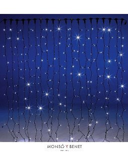 CORTINA 256 LEDS CALIDOS CABLE VERDE ENLAZABLE D25151