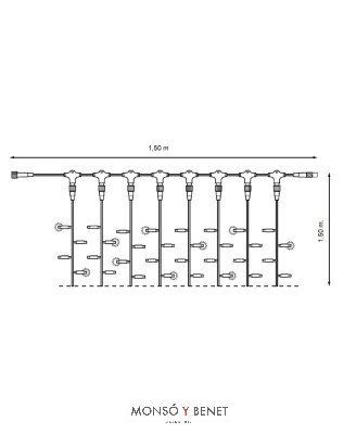 CORTINA 256 LEDS CALIDOS CABLE VERDE ENLAZABLE D25151