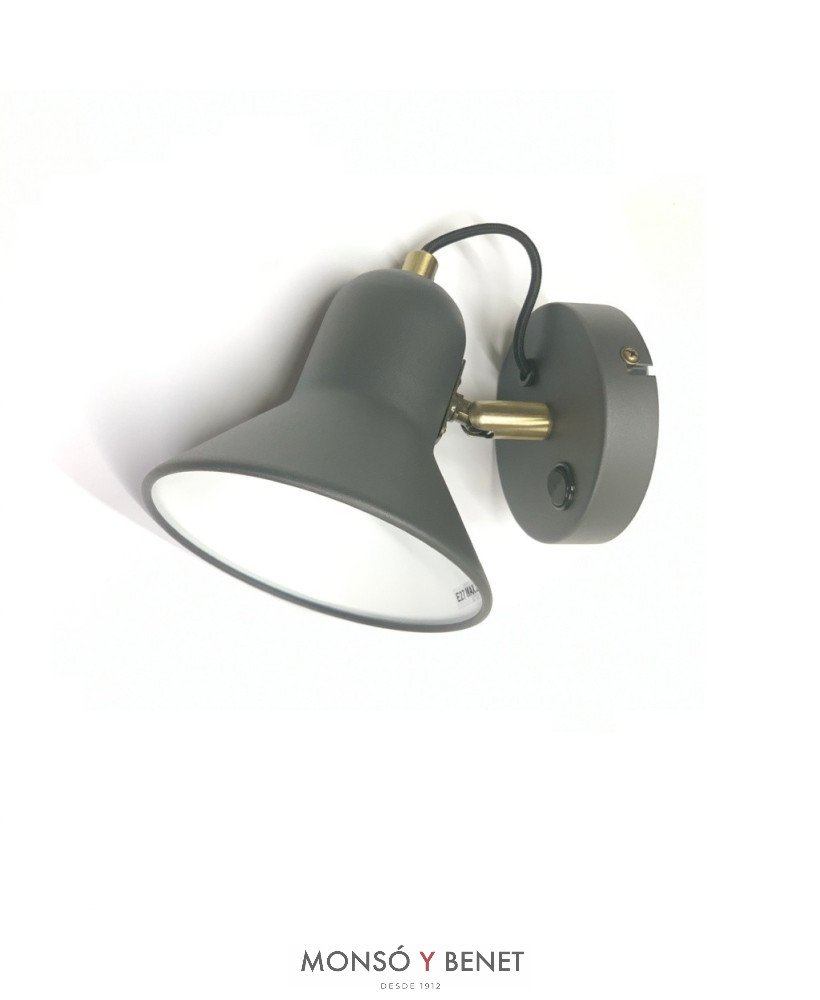 FOCO PARED E27 AP-2791 NEGRO CENIZA