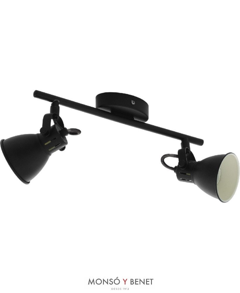 REGLETA 2 FOCOS VINTAGE GU10 AP8398 NEGRO
