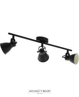 REGLETA 3 FOCOS VINTAGE GU10 AP8399 NEGRO