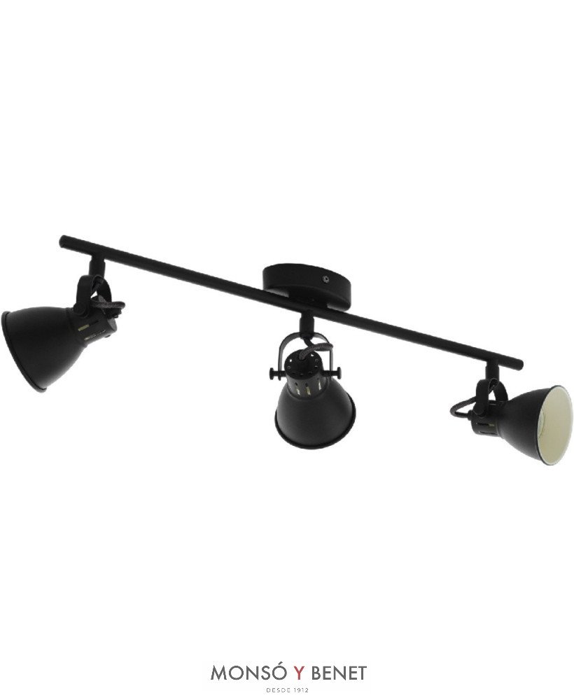 REGLETA 3 FOCOS VINTAGE GU10 AP8399 NEGRO