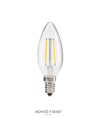 BOMBILLA LED VELA TRANSPARENTE 24V 02V2M2 2700K E14