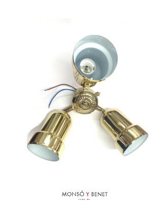 PLAFON CON 3 FOCOS V-3 DORADO PARA VENTILADOR
