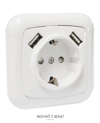 BASE EMPOTRAR 2P+TT+2 TOMAS USB 653-USB BLANCO