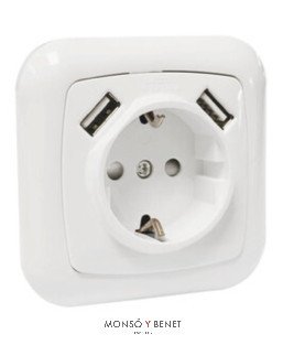BASE EMPOTRAR 2P+TT+2 TOMAS USB 653-USB BLANCO