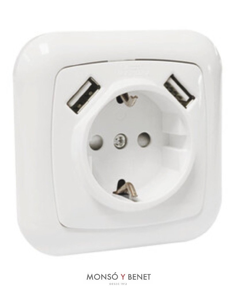 BASE EMPOTRAR 2P+TT+2 TOMAS USB 653-USB BLANCO