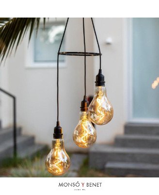 COLGANTE INTEMPERIE 3 LUCES CALIDA PANEL SOLAR CHIARA N